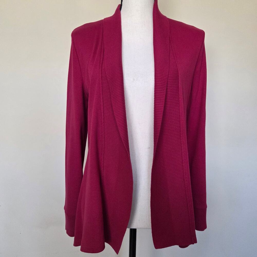 Rafaella S Open Front Long Sleeve Cardigan Sweater Shawl Collar